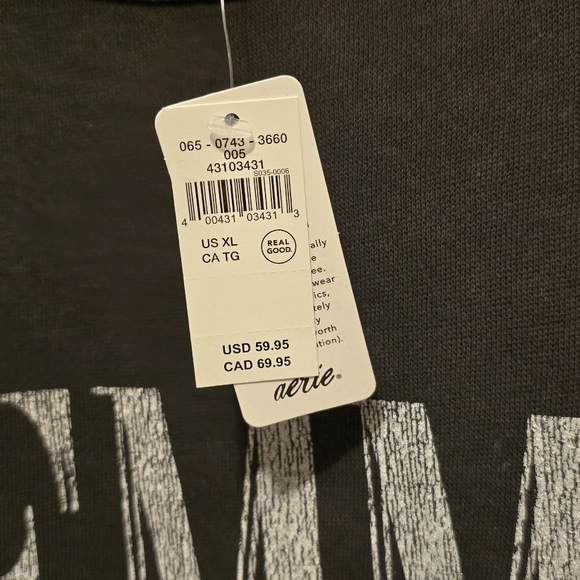 Aerie Black Oversized Boho Crew Sweatshirt - Picture 7 of 7